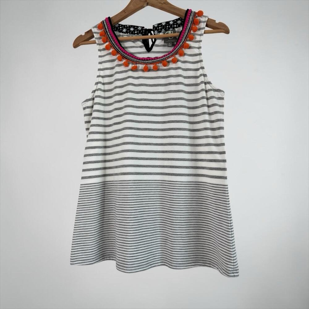 Anthropologie One September Colorpom Women's Top Sleeveless Striped Size L